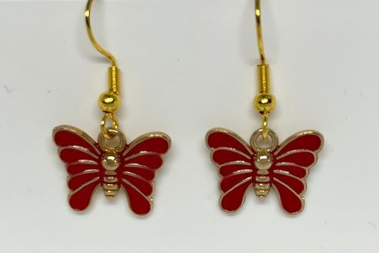 Crimson Flutter (Red Butterfly Earrings)